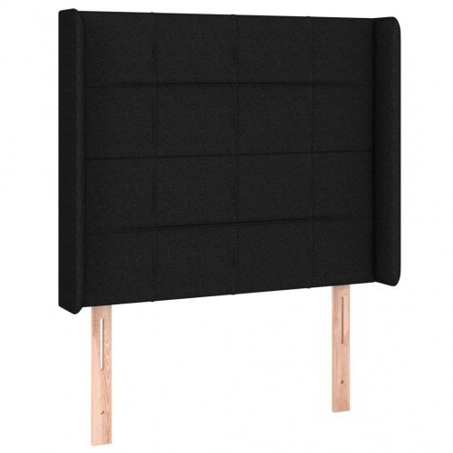 Kontinentalseng med LED-lys 90×200 cm - stof, sort