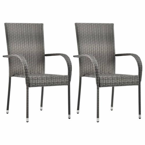 Stabelbare udendørsstole 2 stk. polyrattan grå