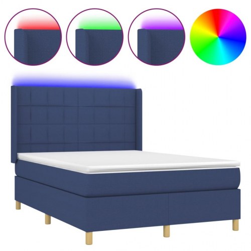 Kontinentalseng med LED-lys 140×190 cm - stof, blå