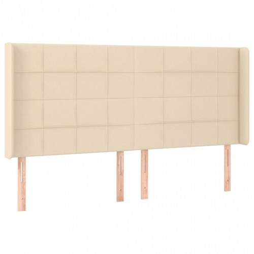 Kontinentalseng med LED-lys 160×200 cm - stof, cremefarvet