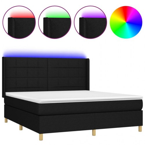 Kontinentalseng med LED-lys 180×200 cm - sort stof