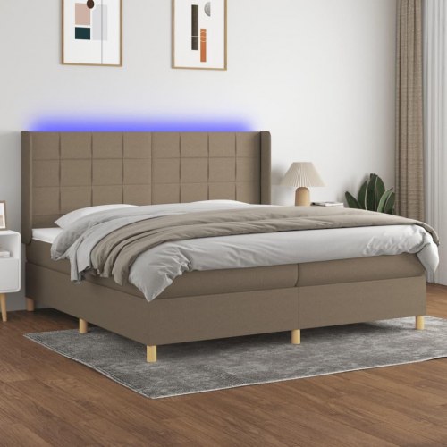 Kontinentalseng med LED-lys 200×200 cm - stof gråbrun