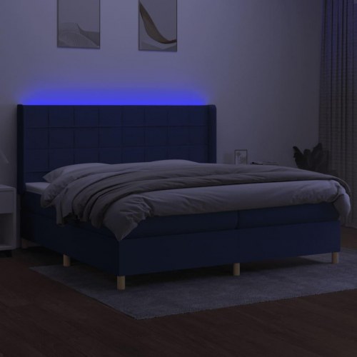 Kontinentalseng med LED-lys 200x200 cm - stof, blå