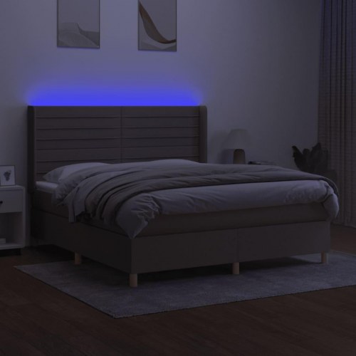 Kontinentalseng med LED-lys 160×200 cm - stof gråbrun