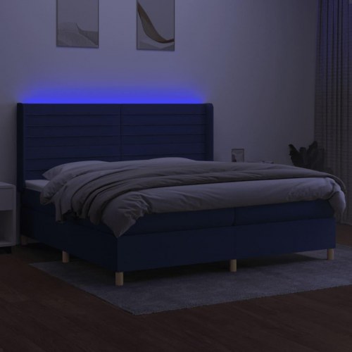 Kontinentalseng med LED-lys 200×200 cm - stof, blå