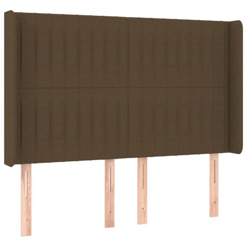 Kontinentalseng med LED-lys 140x190 cm - stof, mørkebrun