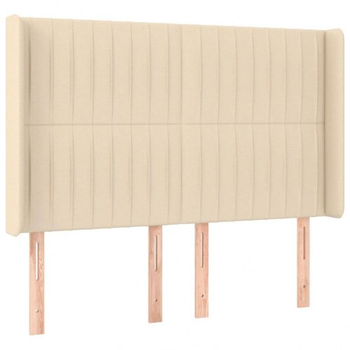 Kontinentalseng med LED-lys 140×190 cm - stof, cremefarvet