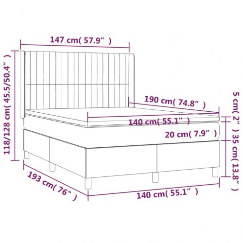 Kontinentalseng med LED-lys 140×190 cm - stof, blå