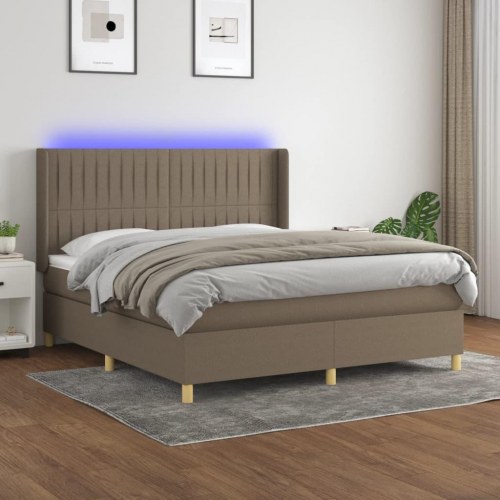 Kontinentalseng med LED-lys 160×200 cm - stof gråbrun