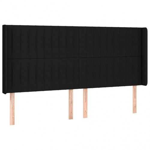Kontinentalseng med LED-lys 180×200 cm - stof, sort