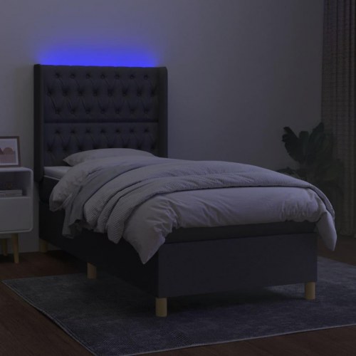 Kontinentalseng med LED-lys 80×200 cm - stof, mørkegrå