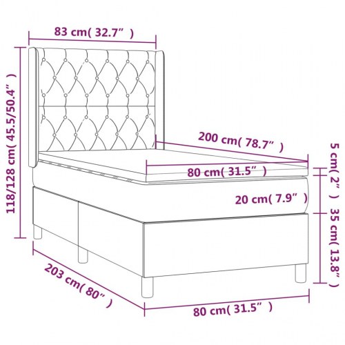 Kontinentalseng med LED-lys 80×200 cm - stof, gråbrun