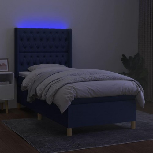 Kontinentalseng med LED-lys 80×200 cm - stof, blå