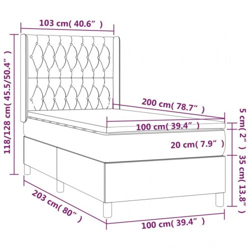 Kontinentalseng med LED-lys 100×200 cm - stof, mørkegrå