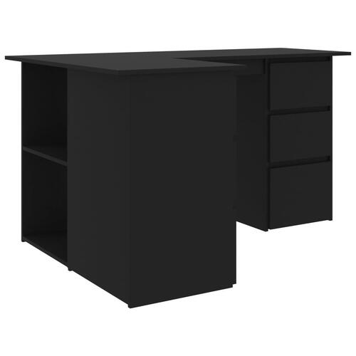 Skrivebord til hjørne 145x100x76 cm konstrueret træ sort