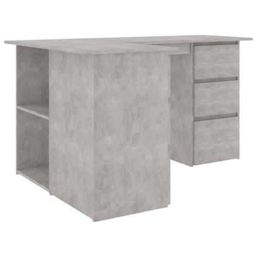Skrivebord til hjørne 145x100x76 cm konstrueret træ betongrå
