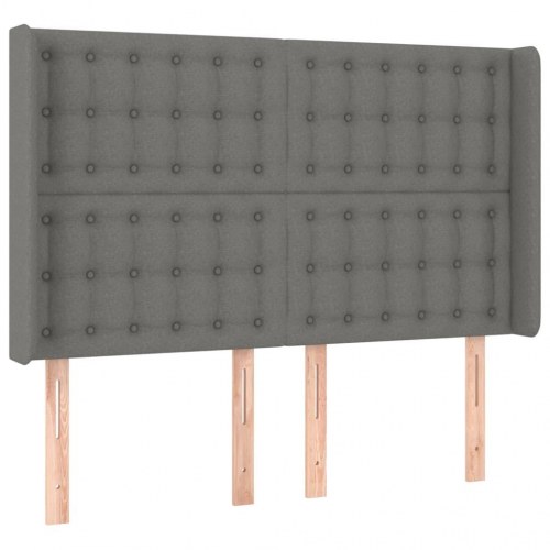 Kontinentalseng med LED-lys 140×190 cm - stof, mørkegrå