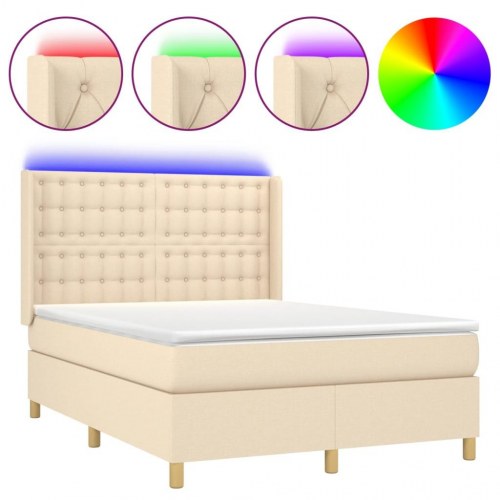 Kontinentalseng med LED-lys - 140 x 190 cm, stof i creme