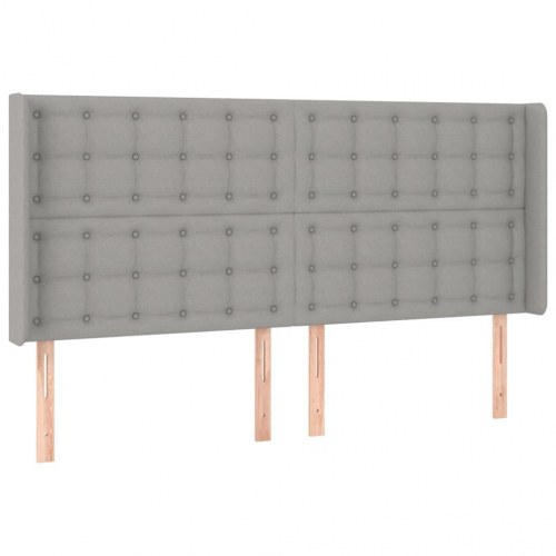 Kontinentalseng med LED-lys 160 x 200 cm - stof, lysegrå