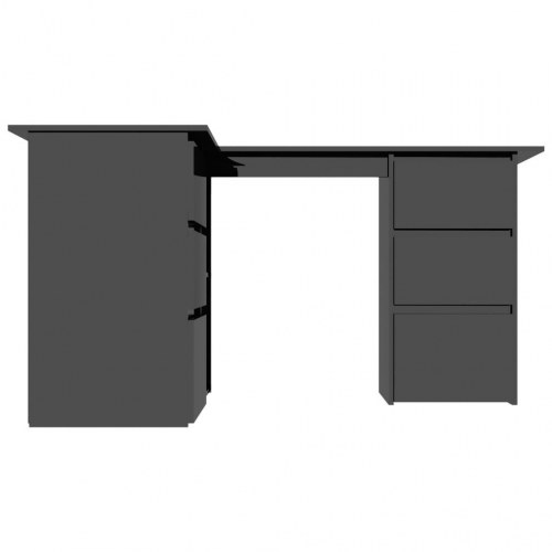 L-formet skrivebord 145x100x76 cm konstrueret træ sort højglans