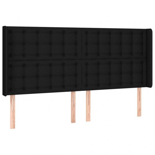 Kontinentalseng med LED-lys 160×200 cm - stof, sort