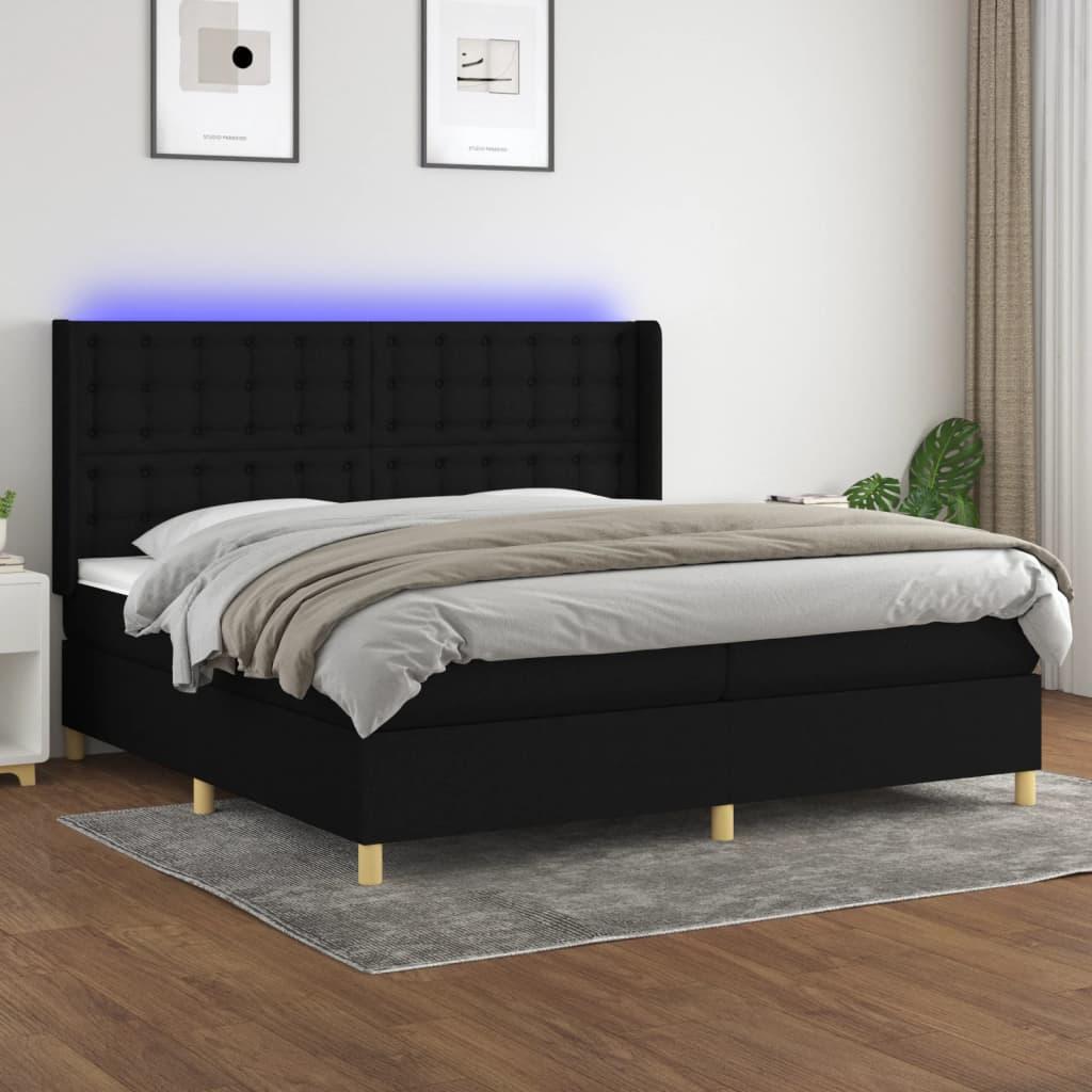 Kontinentalseng med LED-lys 200200 cm - stof, sort