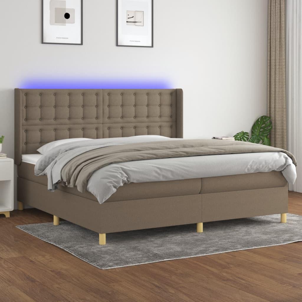 Kontinentalseng Med LED-lys Stof - Gråbrun / 200 X 200 cm / Knapper
