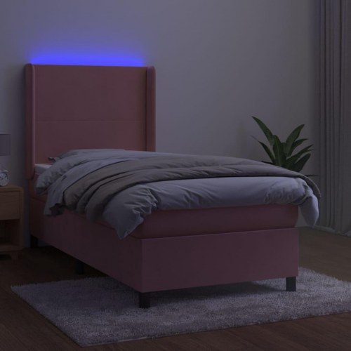 Kontinentalseng med LED-lys 80×200 cm - velour, pink
