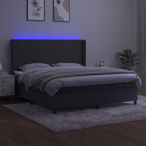Kontinentalseng i fløjl med LED-lys 180 x 200 cm - mørkegrå