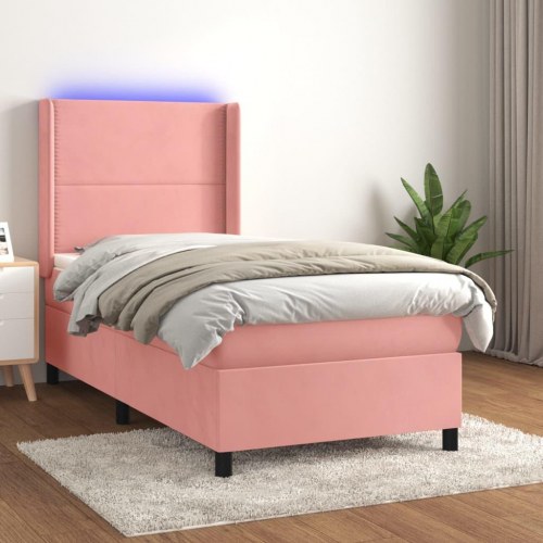 Kontinentalseng med LED-lys 80×200 cm - velour, pink