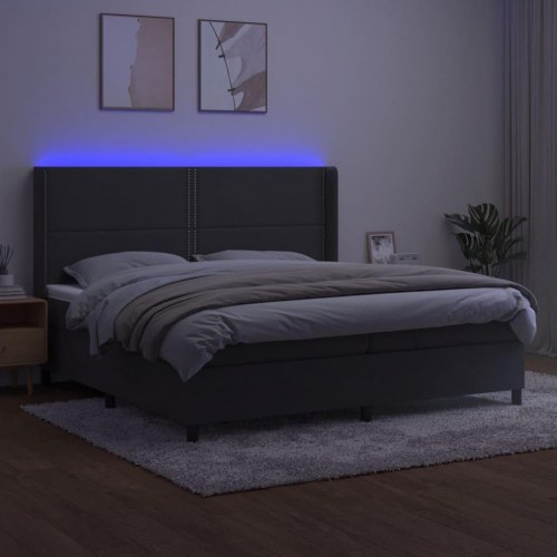 Kontinentalseng i fløjl med LED-lys 200×200 cm - mørkegrå