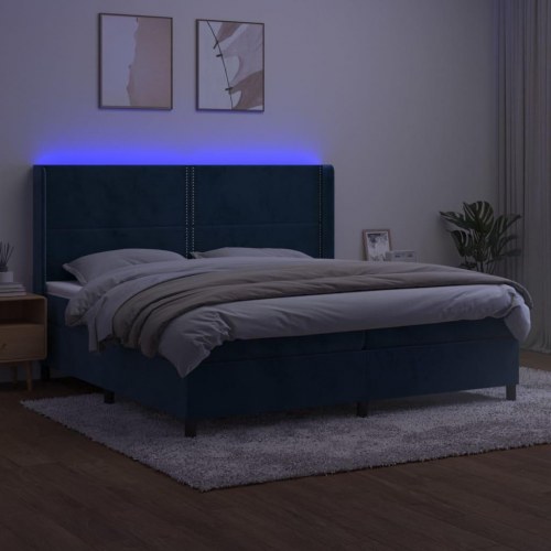 Kontinentalseng i fløjl med LED-lys 200 x 200 cm - mørkeblå