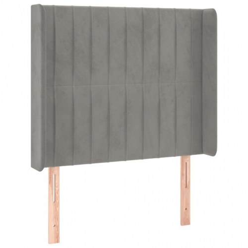 Kontinentalseng med LED-lys 80×200 cm - velour, lysegrå