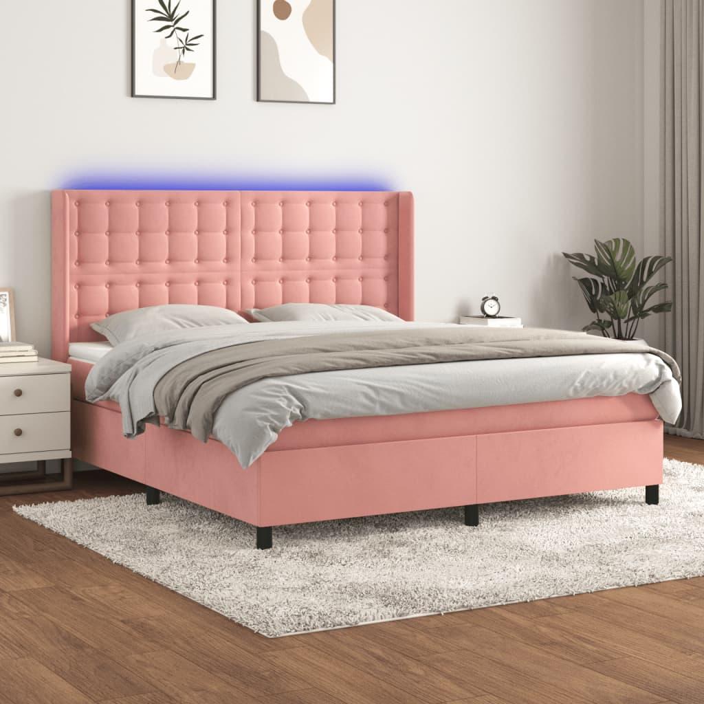 Kontinentalseng Med Led-Lys Velour Pink Lyserød - knapper / 160 x 200 cm