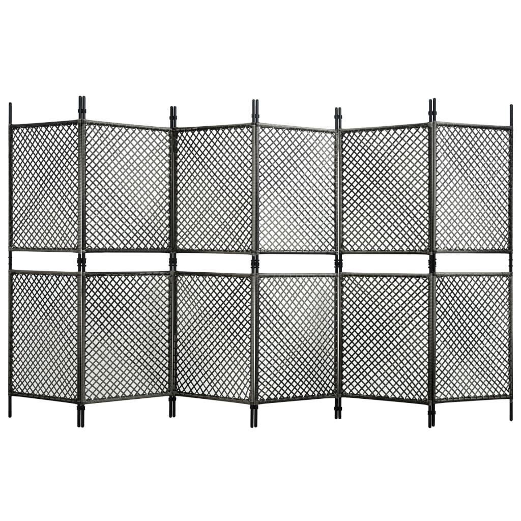 6-panels rumdeler 360x200 cm polyrattan antracitgrå
