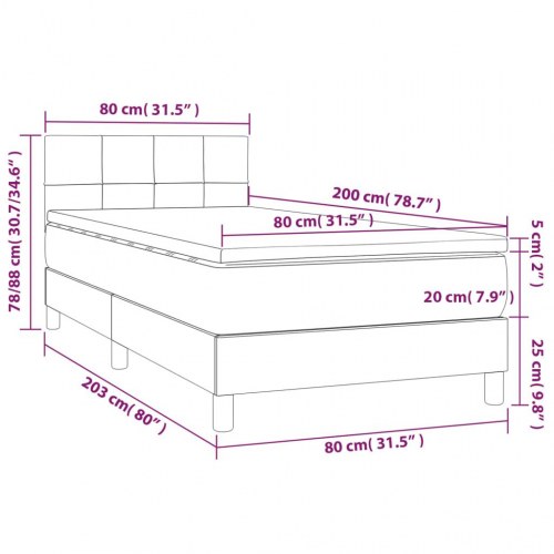 Kontinentalseng med madras 80×200 cm - stof, sort