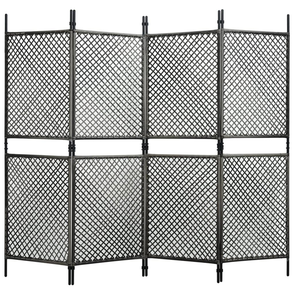 4-panels rumdeler 240x200 cm polyrattan antracitgrå