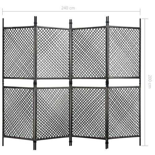 4-panels rumdeler 240x200 cm polyrattan antracitgrå