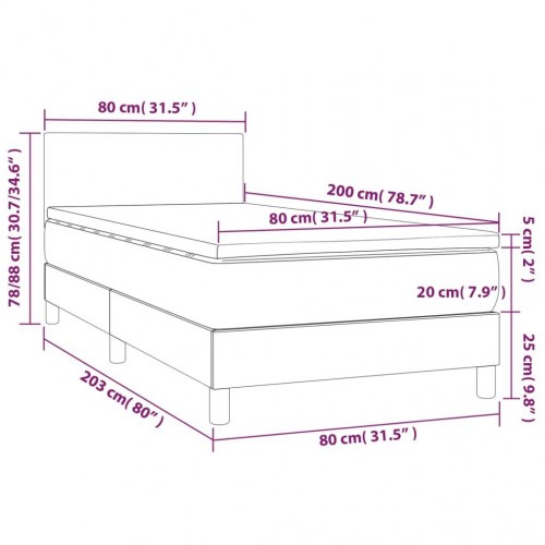 Kontinentalseng med madras 80×200 cm - kunstlæder, grå