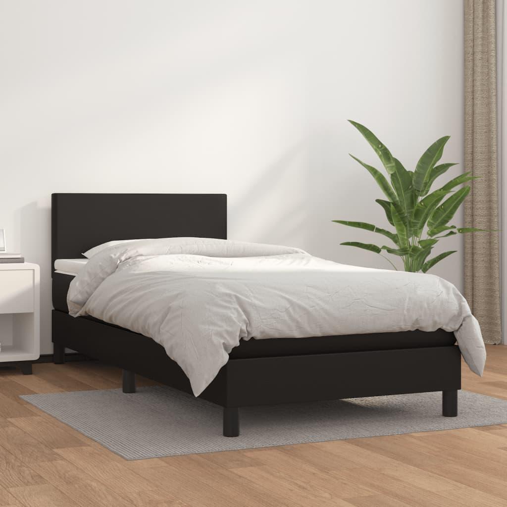 Kontinentalseng Med Madras 90x200 Cm Kunstlæder Sort