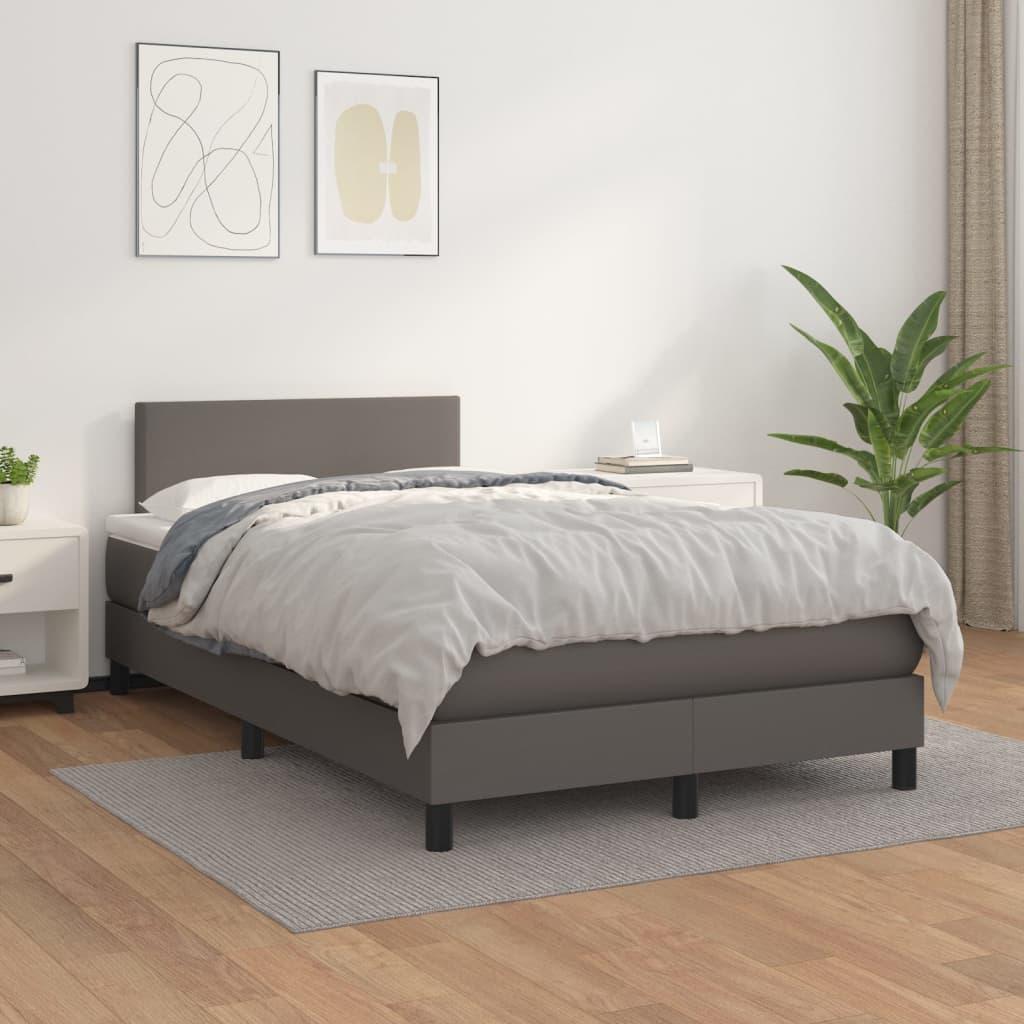Kontinentalseng med madras 120×200 cm - kunstlæder, grå