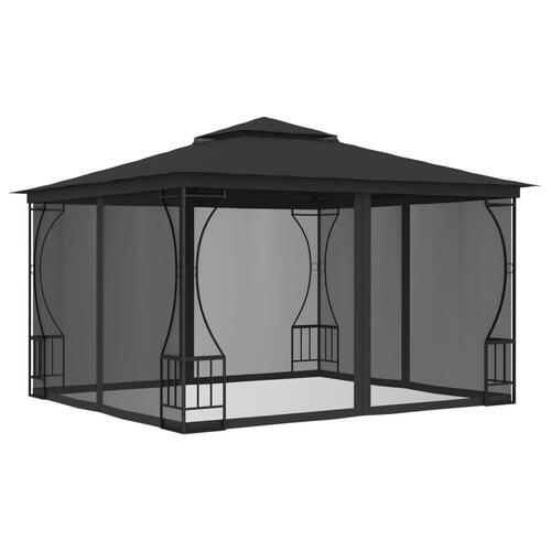Pavillon med net 300x300x265 cm antracitgrå