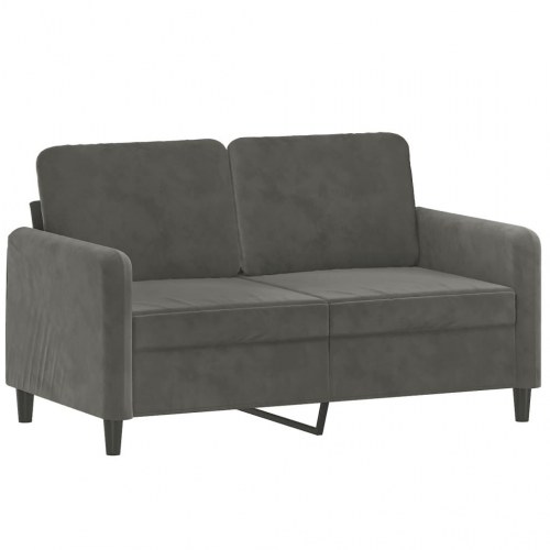 2-personers sofa med puder og hynder 120 cm velour mørkegrå