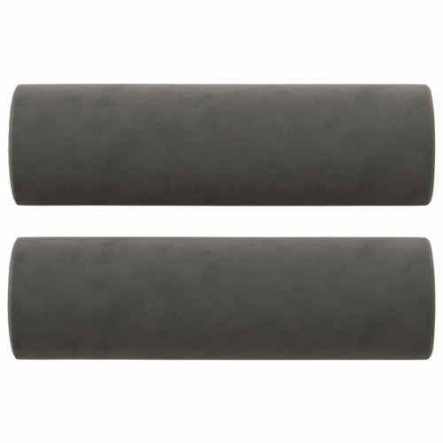 2-personers sofa med puder og hynder 120 cm velour mørkegrå