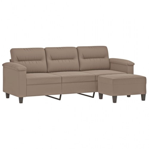 3-personers sofa med fodskammel 180 cm mikrofiberstof Gråbrun