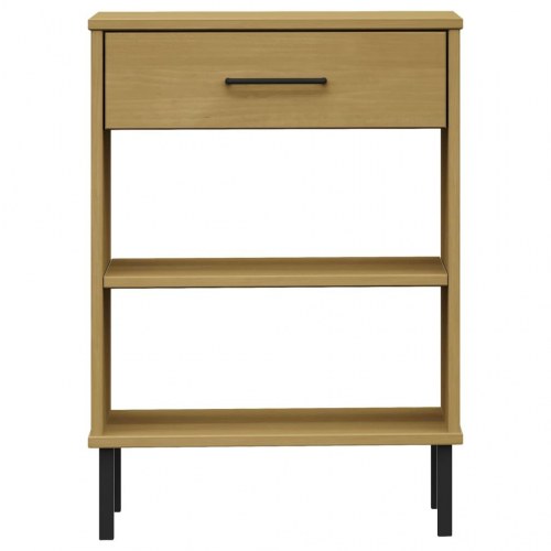 Konsolbord med metalben OSLO massivt fyrretræ brun