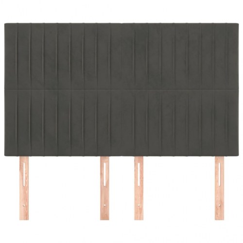 Sengegavl i mørkegrå fløjl - 144 x 5 x 118/128 cm