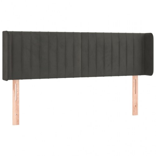 Sengegavl med kanter i fløjl 147 x 16 x 78/88 cm - mørkegrå