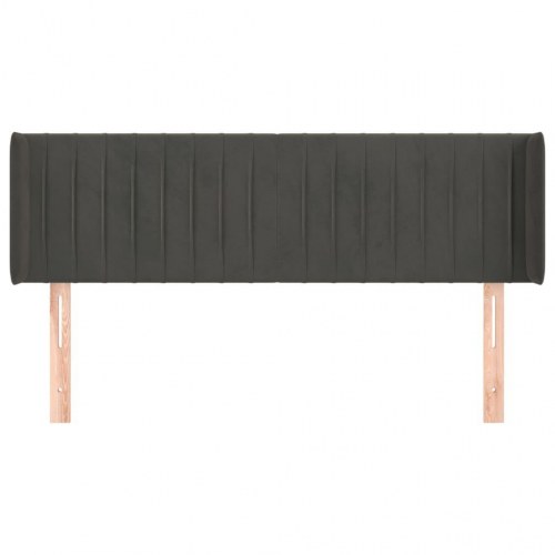 Sengegavl med kanter i fløjl 147 x 16 x 78/88 cm - mørkegrå