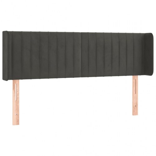 Sengegavl med LED-lys i fløjl - mørkegrå, 147 x 16 x 78/88 cm